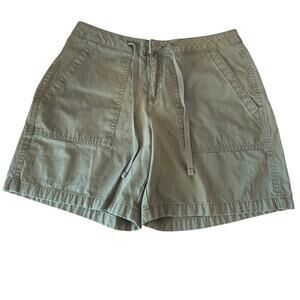 Vintage Y2K Old Navy Women’s Mid Rise Drawstring Clasp Shorts Size 2 Green Khaki